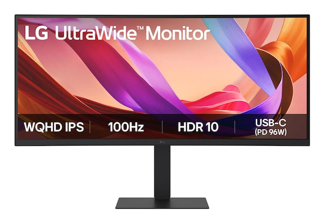 LG 34U650A-B – 34" Curved, 3440 × 1440 (UWQHD), IPS, 100 Hz, USB-C 96 W, KVM, LAN, HDR10