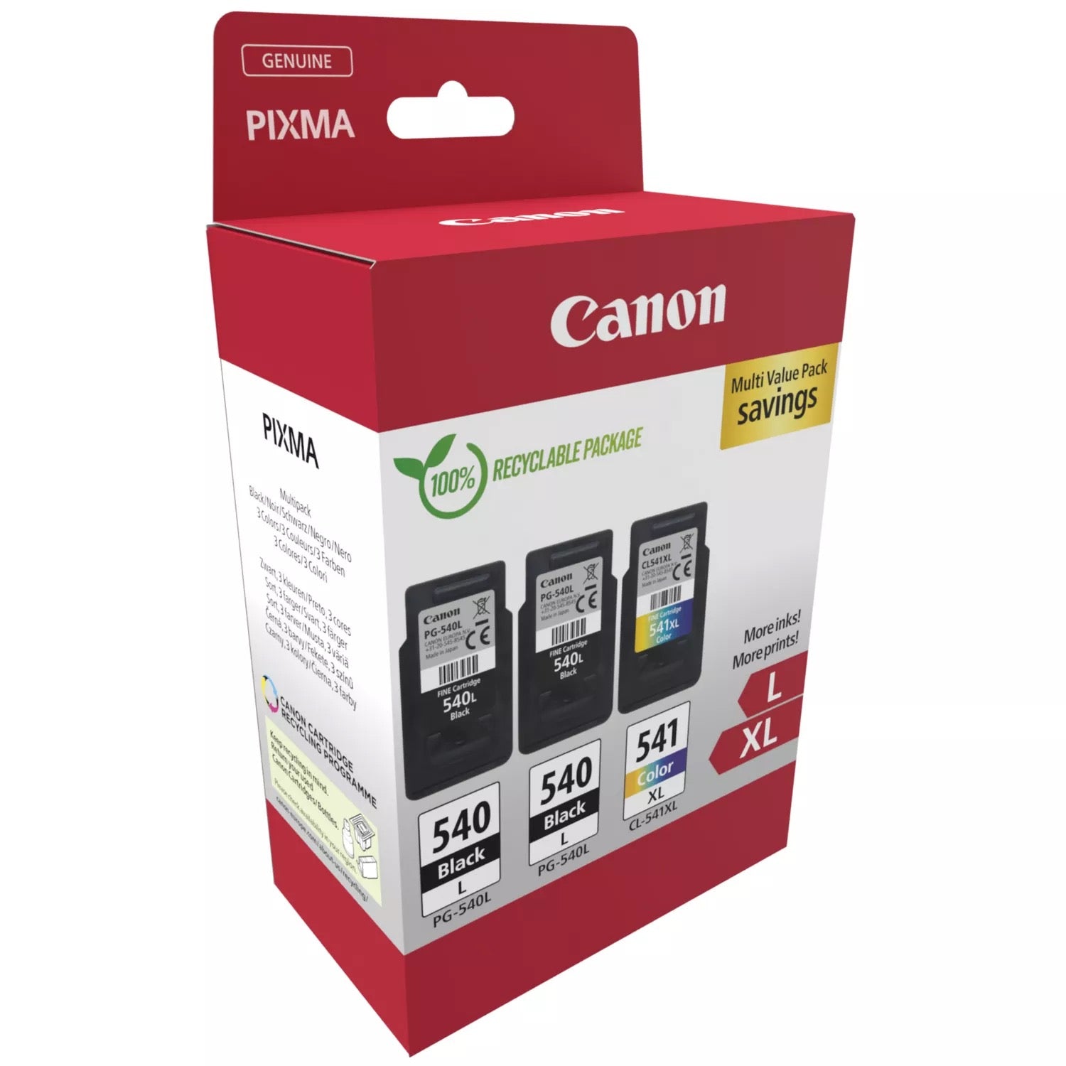 Canon Tintenpatronen-Multipack PG-540/CL-541, 3er-Pack – für Inkjetdrucker/Multifunktionsgeräte
