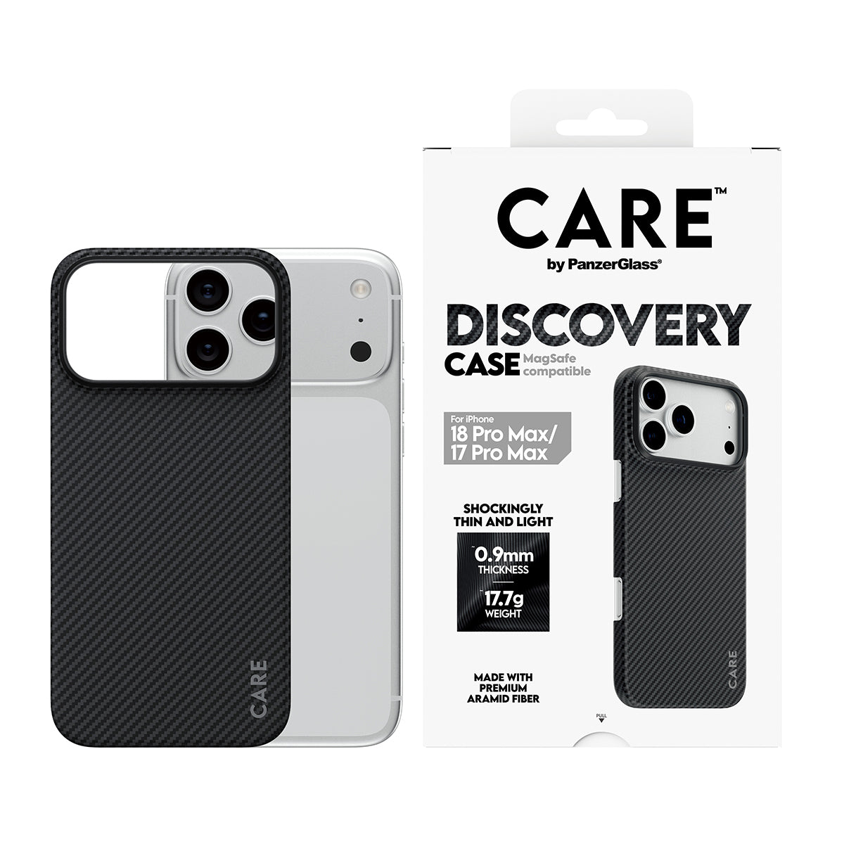 PanzerGlass CARE Discovery Backcover – für Apple iPhone 17 Pro Max/18 Pro Max, MagSafe, Kunststoff, Schwarz/Gr