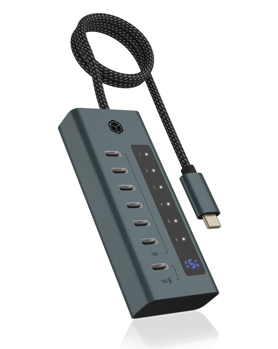 ICY BOX IBHUB1457 USB-Hub – USB-C, 7× USB-C, 20 W PD, für Windows/Mac