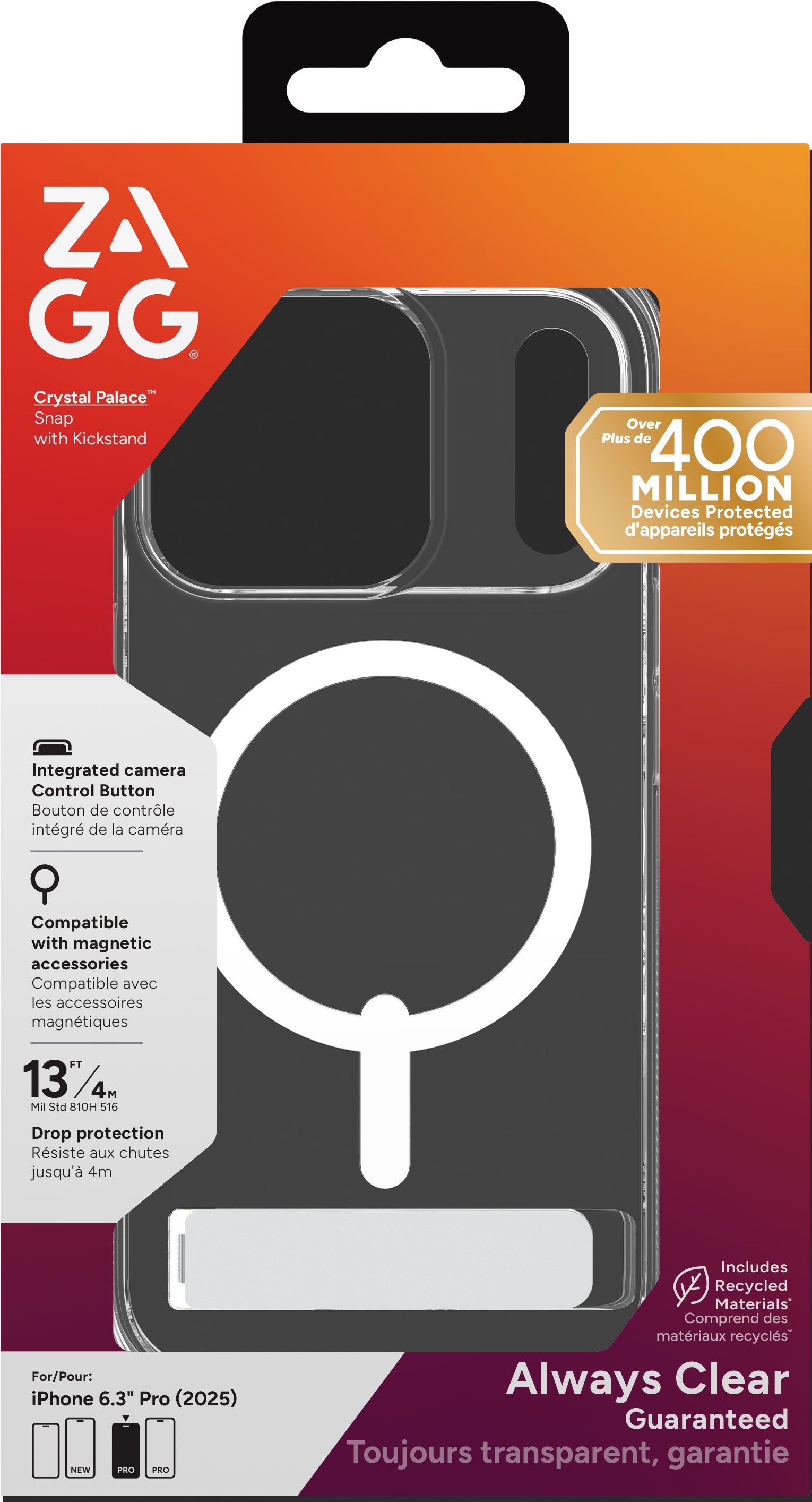 ZAGG Crystal Palace Snap Backcover – für Apple iPhone 17, Graphen, Transparent, bis 4 m Sturzsicherheit