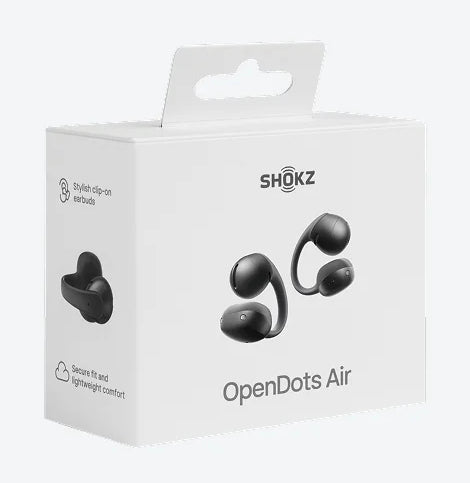 SHOKZ OpenDots Air Ohrbügel True Wireless – Stereo, ANC, mit Ladecase, Schwarz, BT 6.1