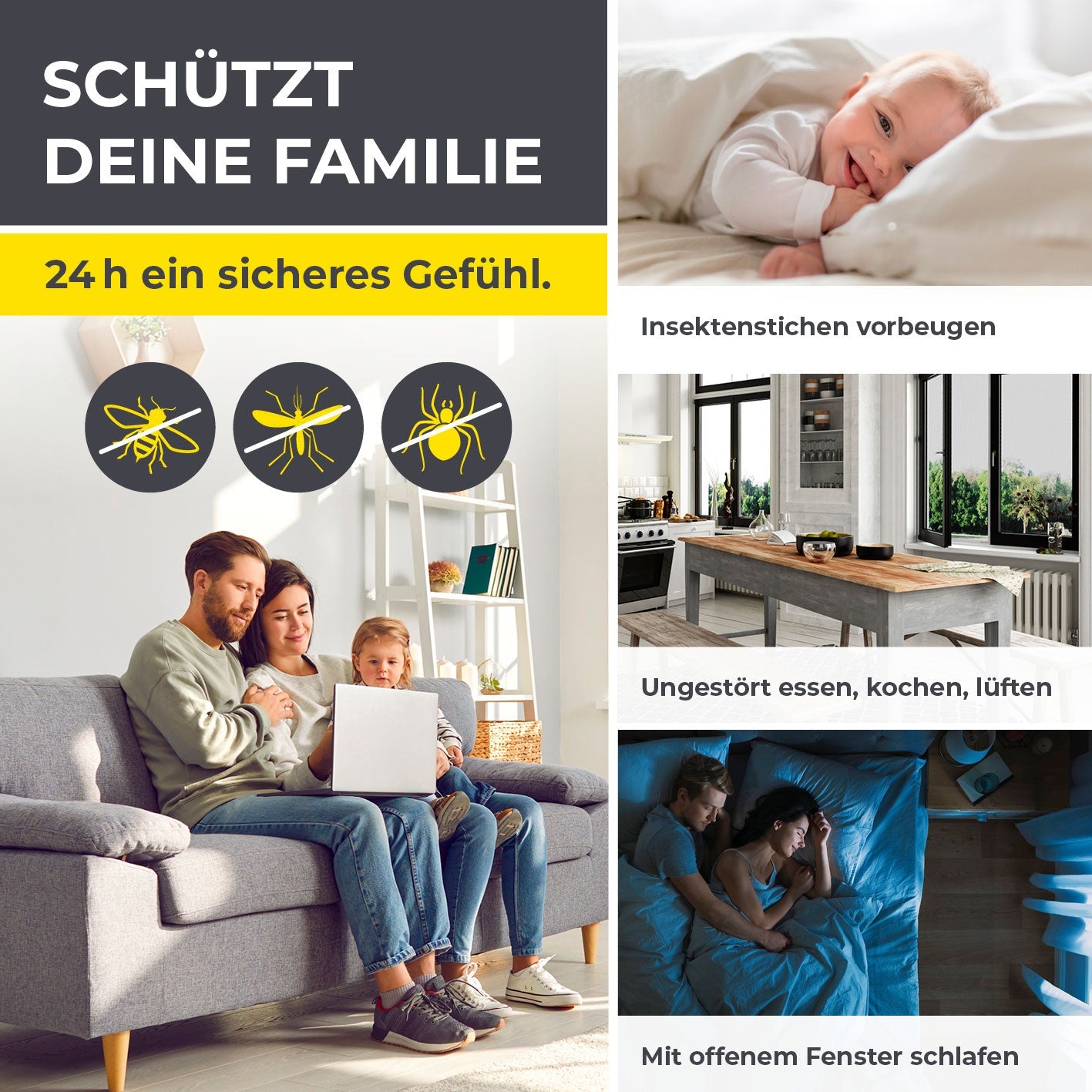 EASYmaxx 14308 Fenster-Fliegengitter – 73–120 × 83–140 cm – Weiss – Nylon – Aluminium-Rahmen