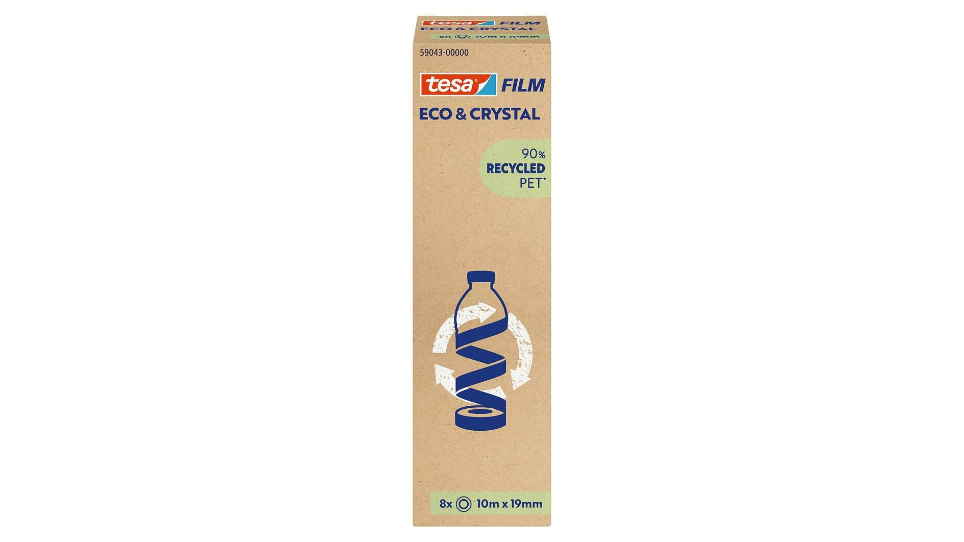 TESA Eco & Crystal Klebefilm klar – 19 mm × 10 m, transparent, PET, permanent, 8 Rollen