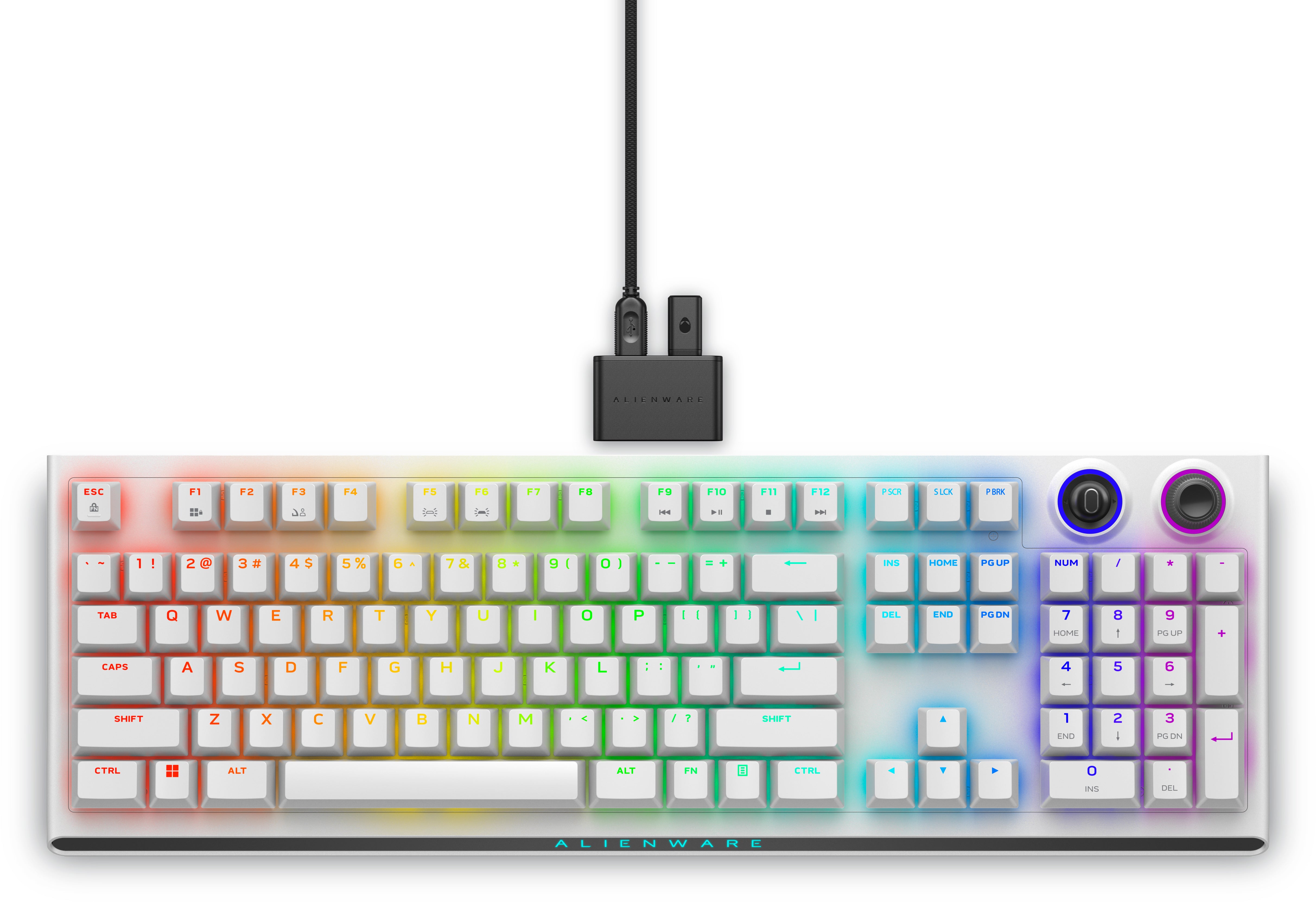 Alienware AW920K – Gaming-Tastatur – Mechanisch, Bluetooth 5.1 & 2,4 GHz (USB-C) – RGB – Weiss