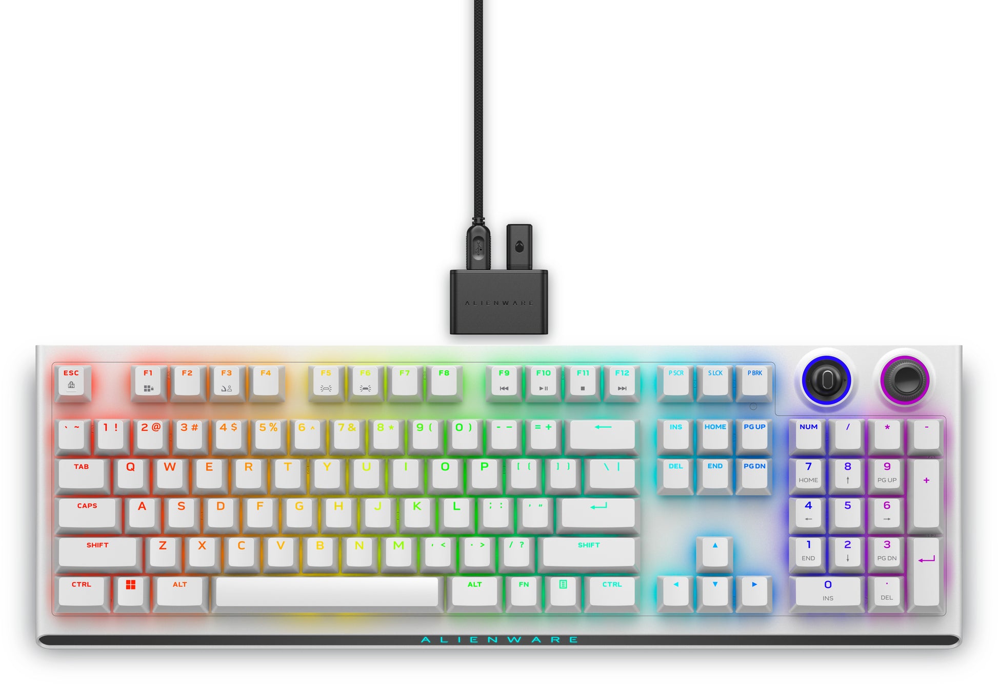 Alienware AW920K – Gaming-Tastatur – Mechanisch (Cherry MX Red) – Bluetooth & 2,4 GHz, USB-C – RGB – Weiss