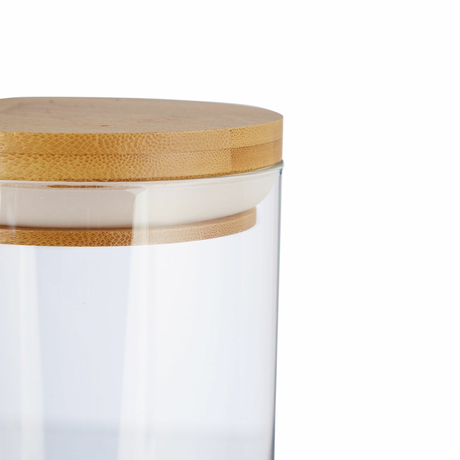 Relaxdays Vorratsdose 600 ml, Ø 9,5 × 14 cm, Glas/Bambus/Silikon, Transparent/Hellbraun, 3er-Set