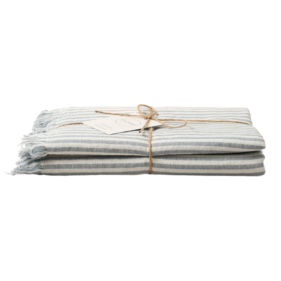 Esmée Hamam- und Strandtuch Sol – 100 × 190 cm, Blau/Weiss, 50% Baumwolle/50% Leinen, GOTS, OEKO-TEX