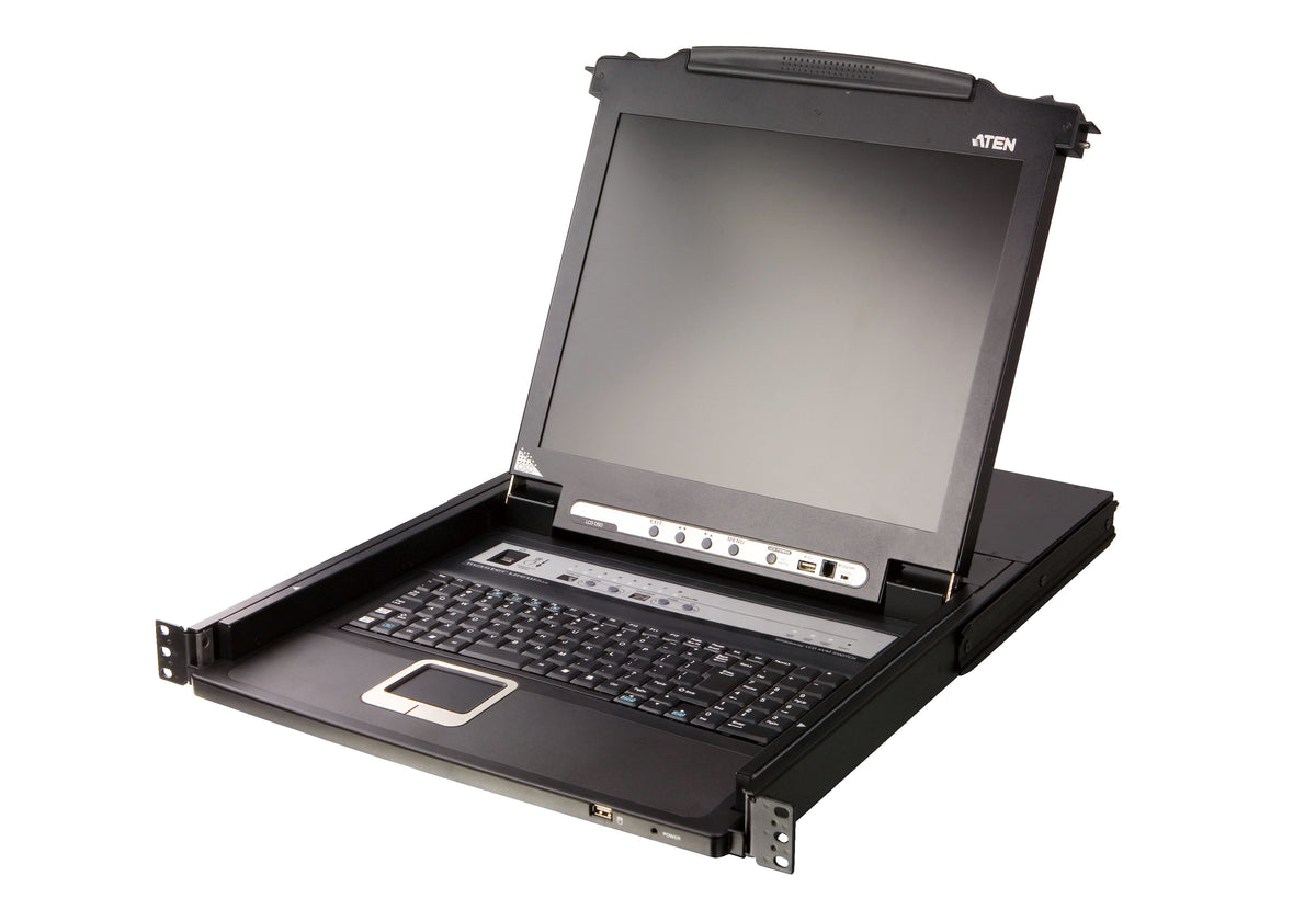 ATEN CL5708MW – 17,3" Rack-LCD-Konsole – 1920 × 1080, 8-Port VGA KVM, DE-Layout – 1U