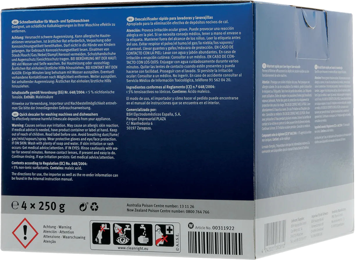 Siemens Entkalkungsmittel Schnellentkalker für Waschmaschine & Geschirrspüler – 1 kg