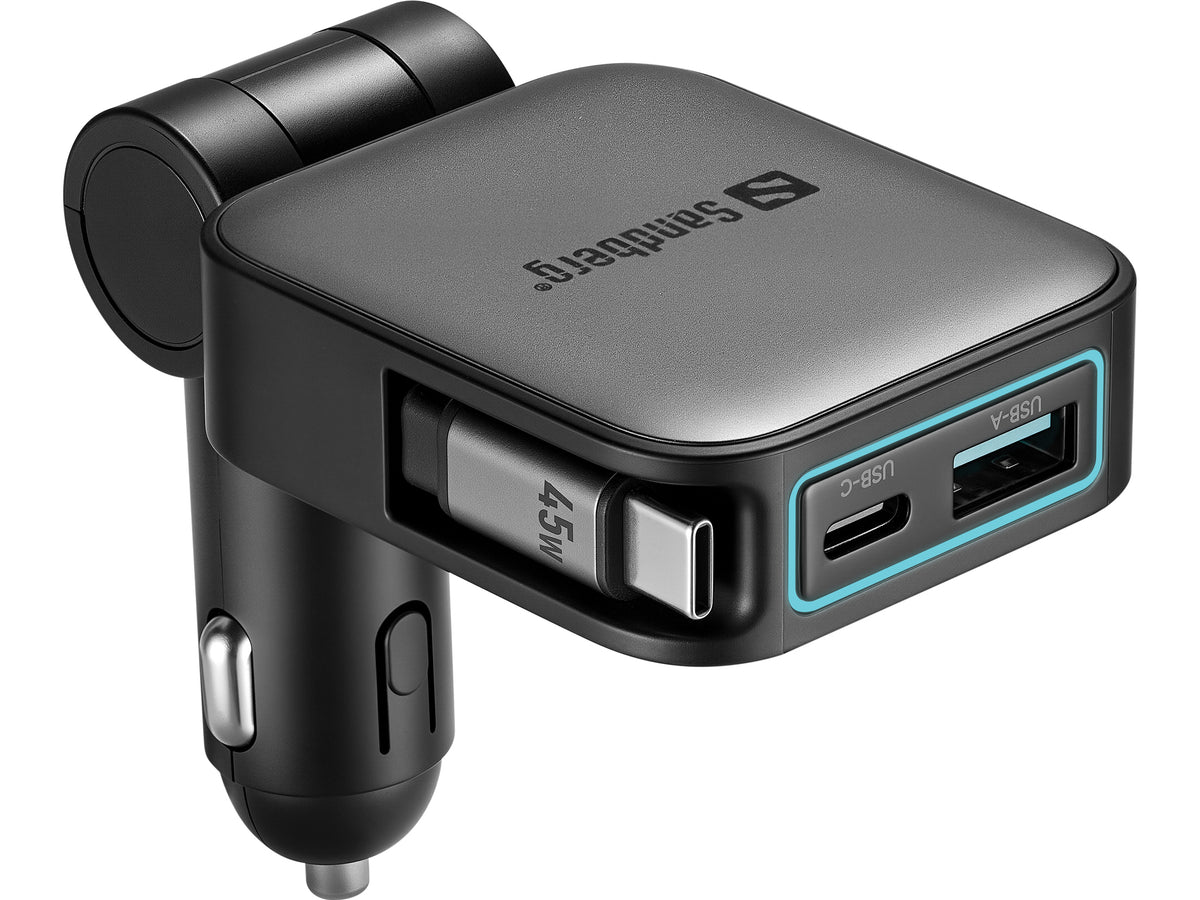 Sandberg 441-82 Auto-Ladegerät 72 W – USB-C×1, USB-A×1 – PPS – für Smartphone, Tablets u. a. – 12–24 V