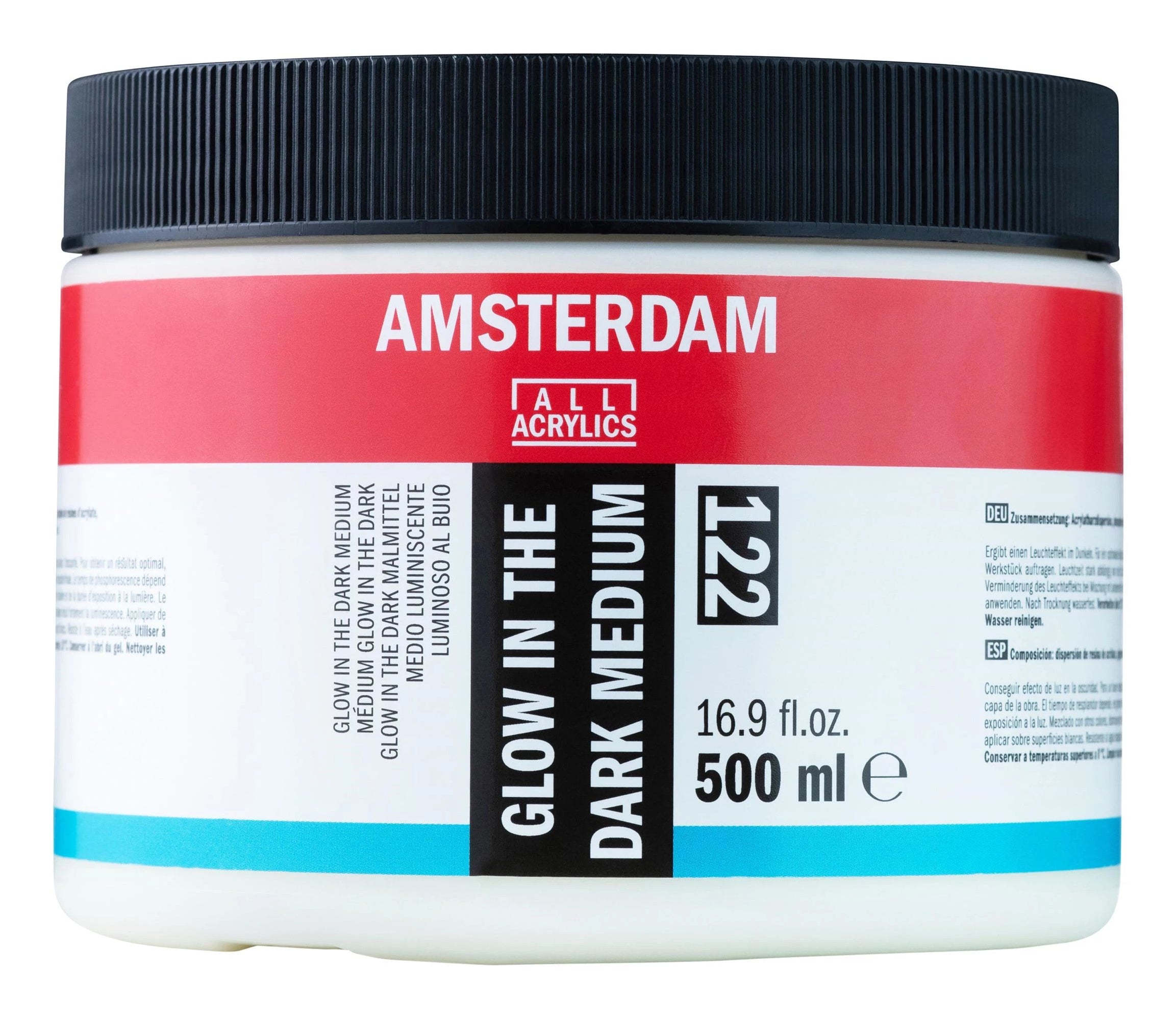 Amsterdam Glow in the Dark 122 Leuchtfarbe – Weiss, leuchtet im Dunkeln – 500 ml