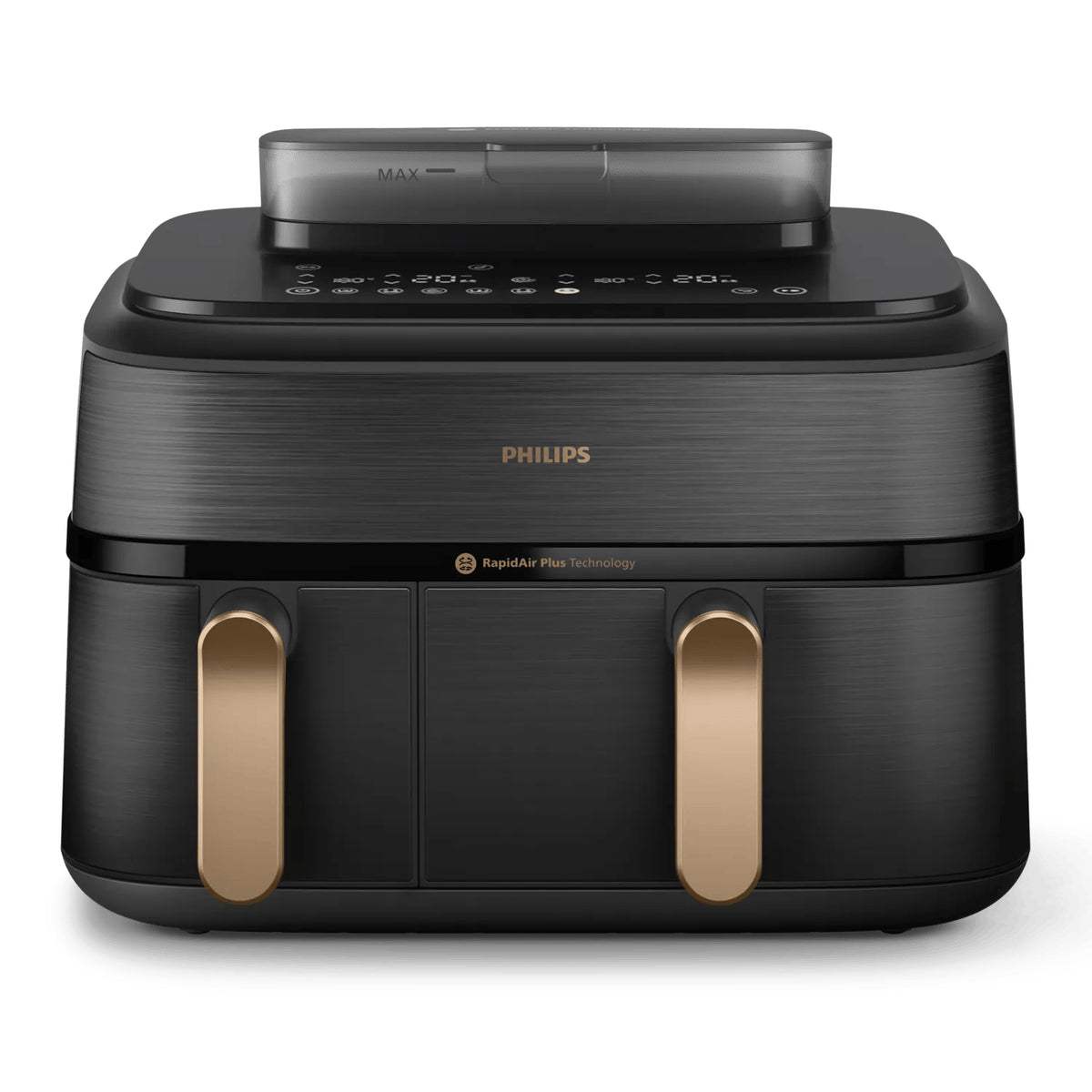 Philips Heissluftfritteuse NA552/00 – 9 l, Rapid Air & Braten, 2750 W – Schwarz/Gold