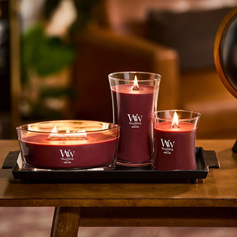 WoodWick Duftkerze Rouge Oud, sortiert, Sojawachs, parfümiert, Ø 10 cm, 18 cm, 1 Stück