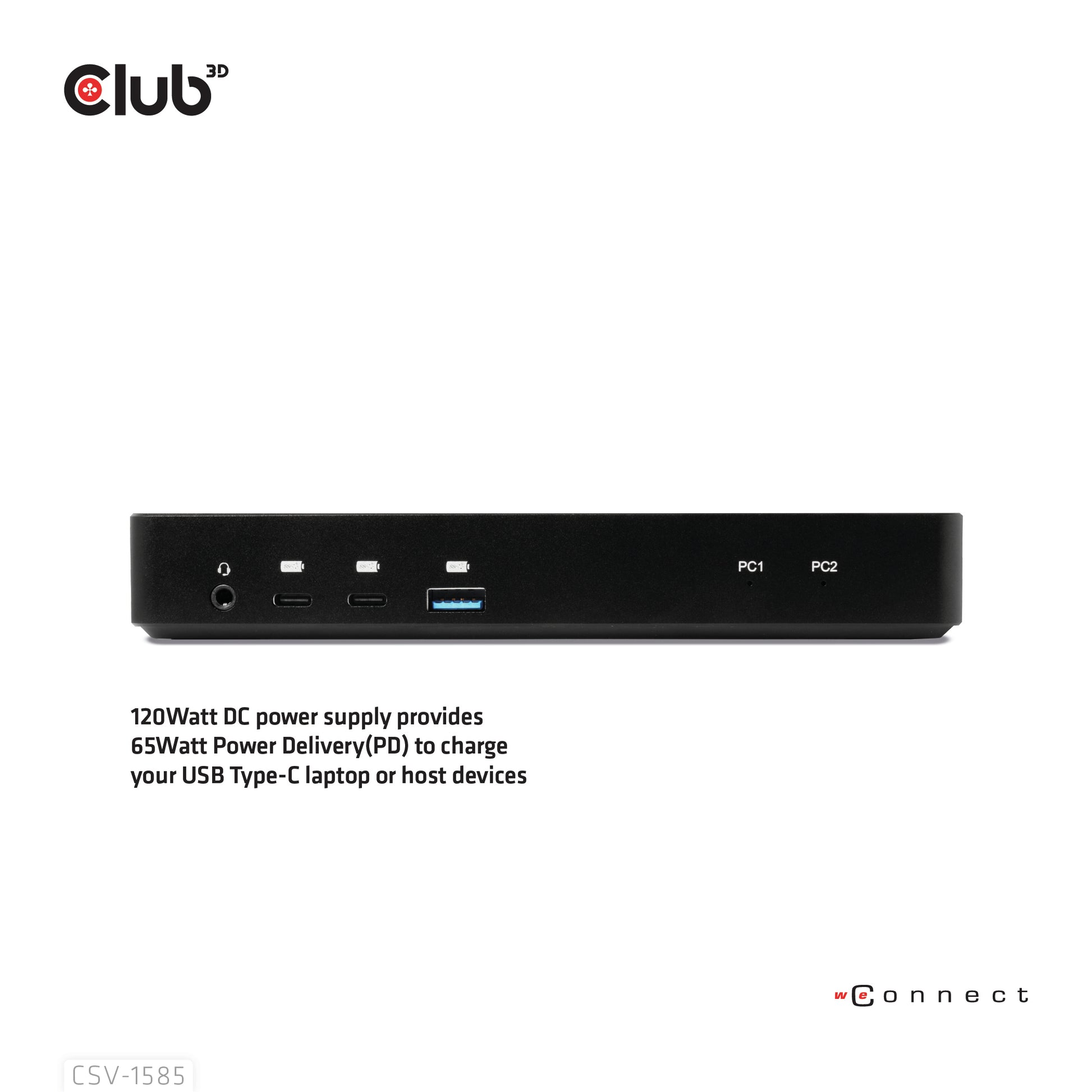 CLUB3D Club 3D – KVM-Switch, USB-C/3× USB 3.2 Gen 1 Typ A/HDMI/DisplayPort/LAN, PD 120 W, 1 Gbit/s