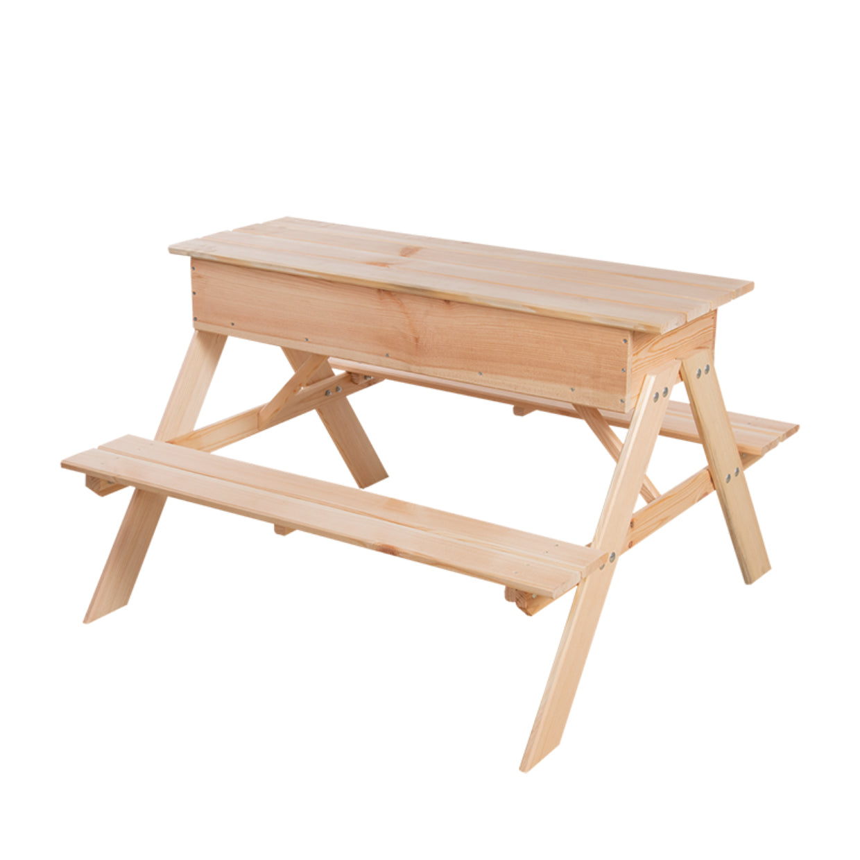 Esschert Design Picknicktisch mit Sandkasten – 93 × 60 × 88 cm – 1 Stück – ab 3 Jahren – Kiefernholz, Braun