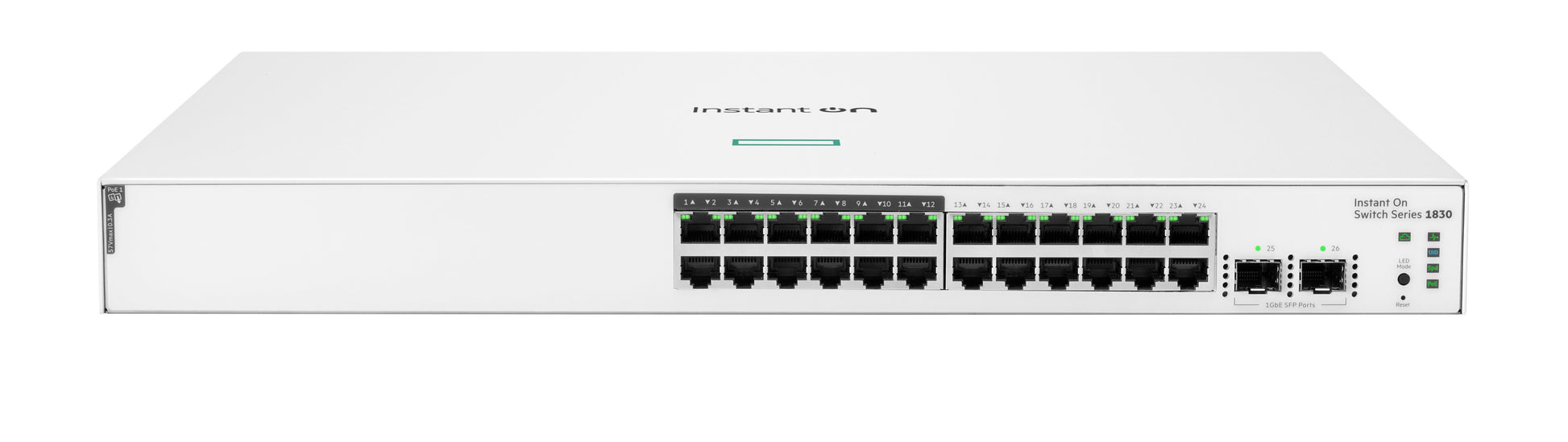 HPE 1830 24G 2SFP JL813A – Managed Switch – 24×GbE, 2×SFP, L2, PoE+ 195 W, 1U