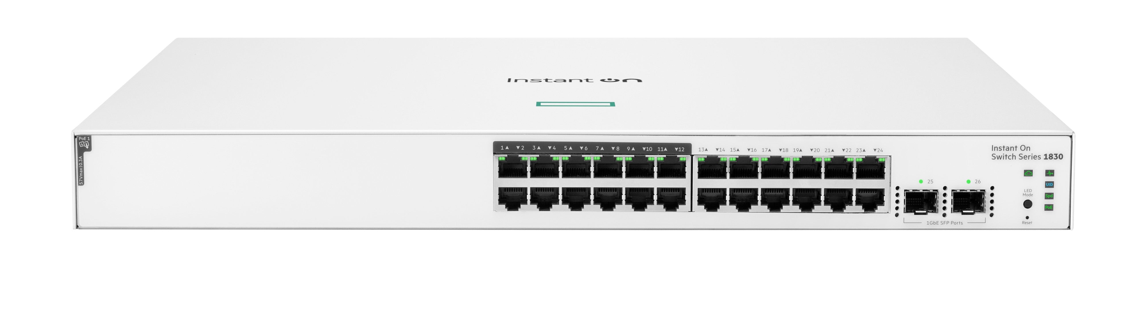HPE 1830 24G 2SFP JL813A – Managed Switch – 24×GbE, 2×SFP, L2, PoE+ 195 W, 1U