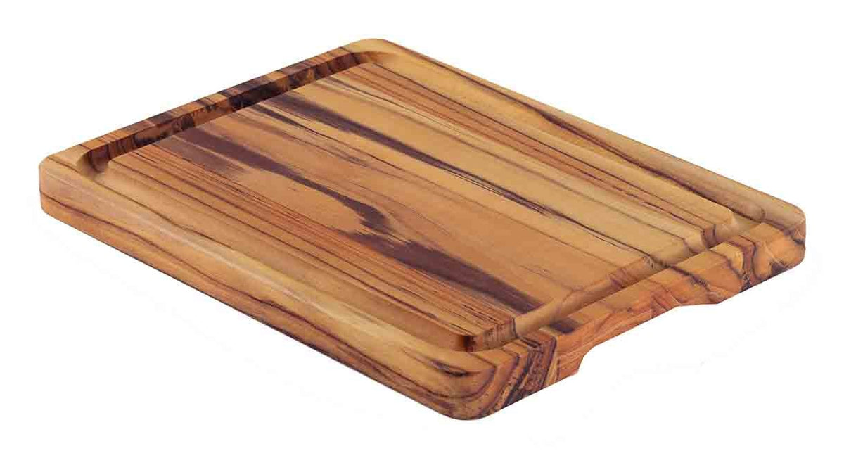 Tramontina CHURRASCO PREMIUM – Schneidebrett 30 × 40 × 3 cm, Teakholz, mit Saftrille, Braun