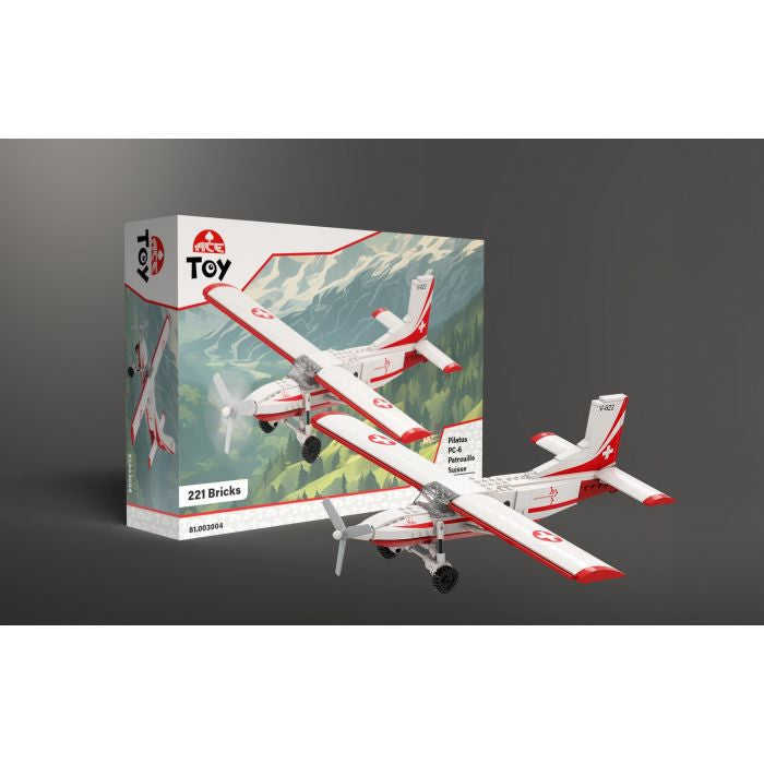 ACE Pilatus PC-6 Starrflügelflugzeug-Modell – 221 Teile – vormontiert – ab 8 Jahren – Kunststoff, Rot/Weiss