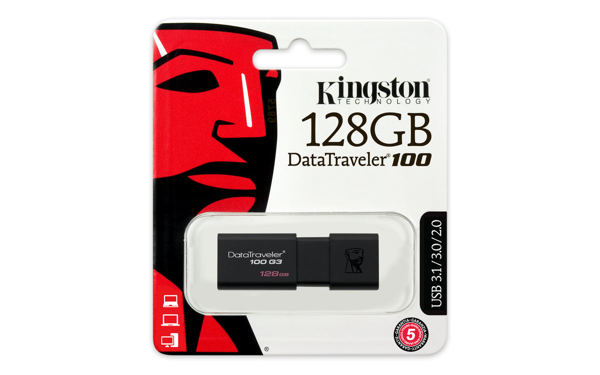 Kingston Technology Kingston DataTraveler 100 G3 – 128 GB, USB 3.2 Gen 1 (Typ A), 100 MB/s lesend, 10 MB/s schreibend