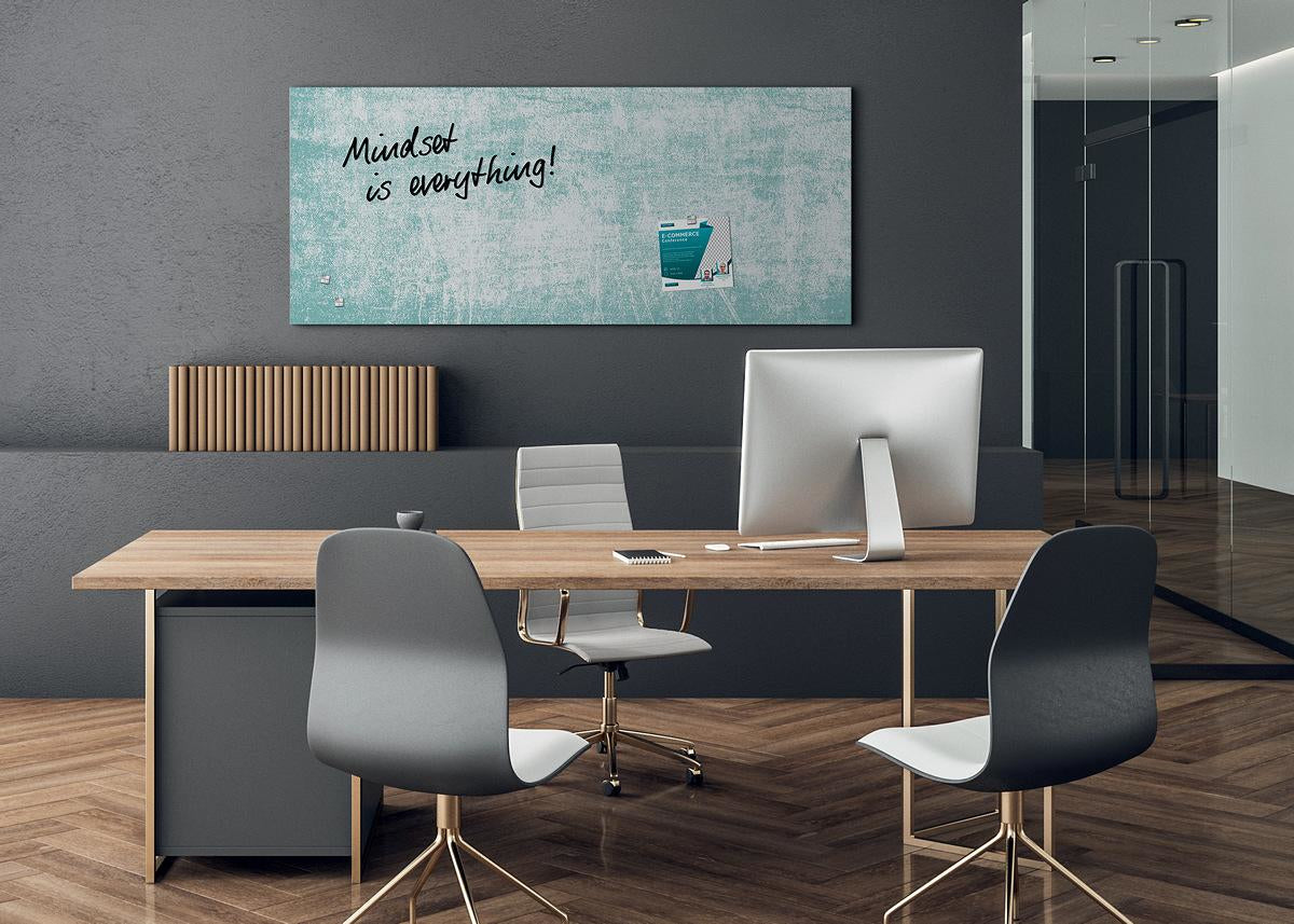 Sigel Whiteboard – 130 × 55 cm, Glas, magnetisch, Wandmontage, inkl. SuperDym Magnetwürfel, Montagesatz