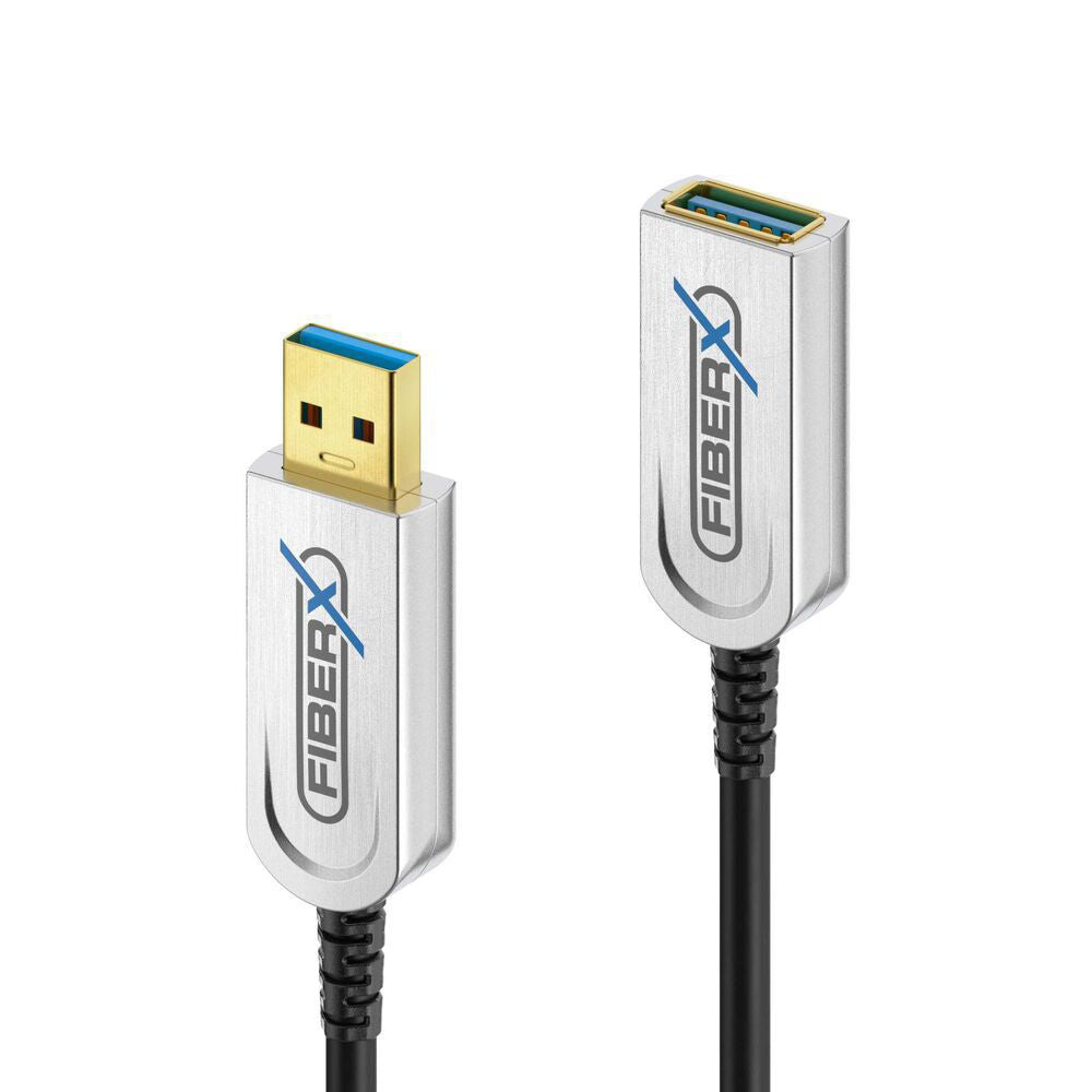 FiberX USB-A Verlängerungskabel (Stecker auf Buchse) – USB 3.2 Gen 2 (10 Gbit/s) – 30 m – Geflochten