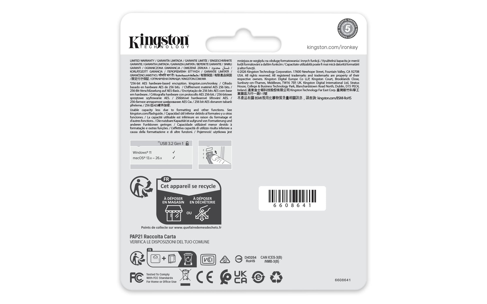 Kingston Technology Kingston IronKey Locker Plus 50 G2 USB-Stick 256 GB – USB-A 3.2 Gen 1, 145/115 MB/s, FIPS 197, AES-256