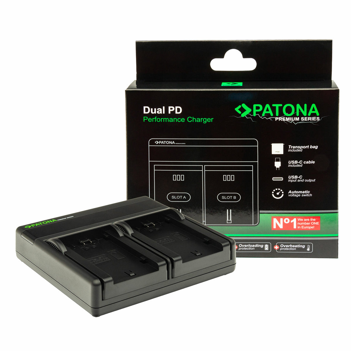 PATONA Ladegerät – 2× USB-C – für Canon NB-12L, Canon NB-13L