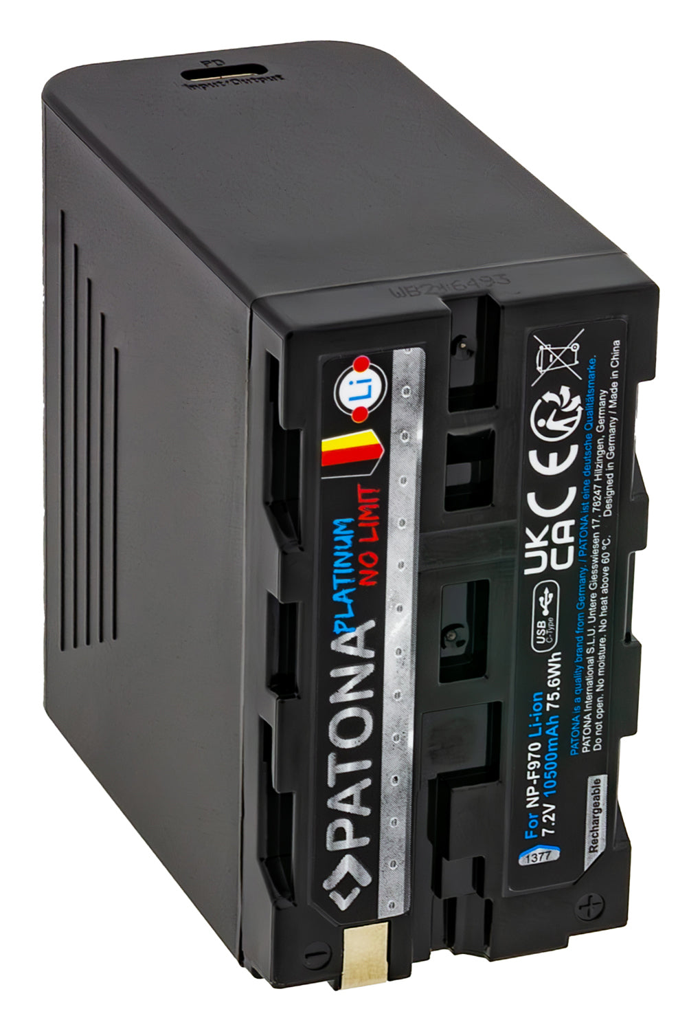 PATONA Platinum Akkupack – 10'500 mAh (75,6 Wh), PD 20 W USB-C – für Sony NP-F970, NP-F960, NP-F950