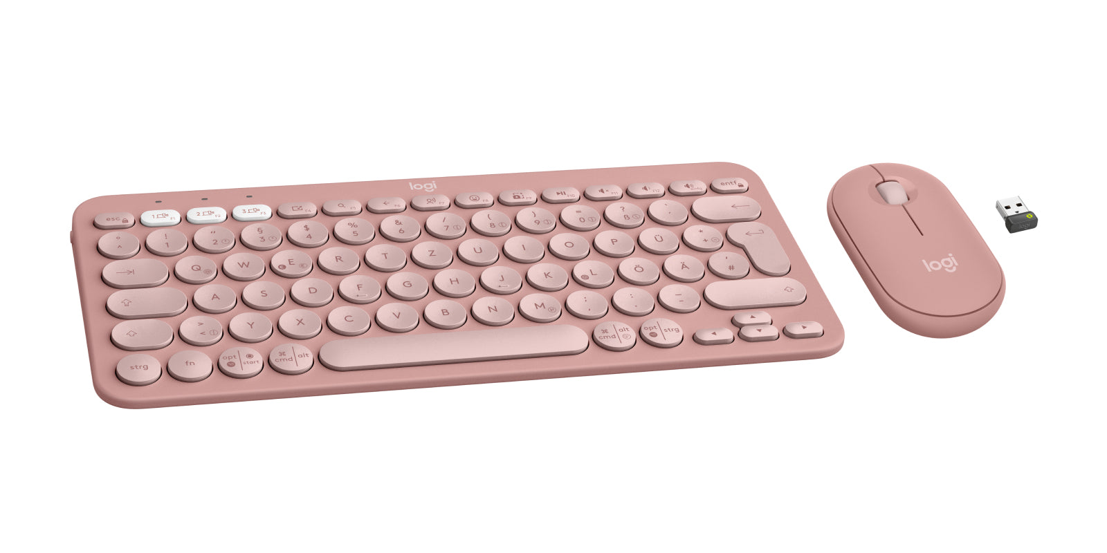 Logitech Pebble 2 Combo – Tastatur, kabellos (Bluetooth/2,4 GHz), DE-Layout (DE), Rosa