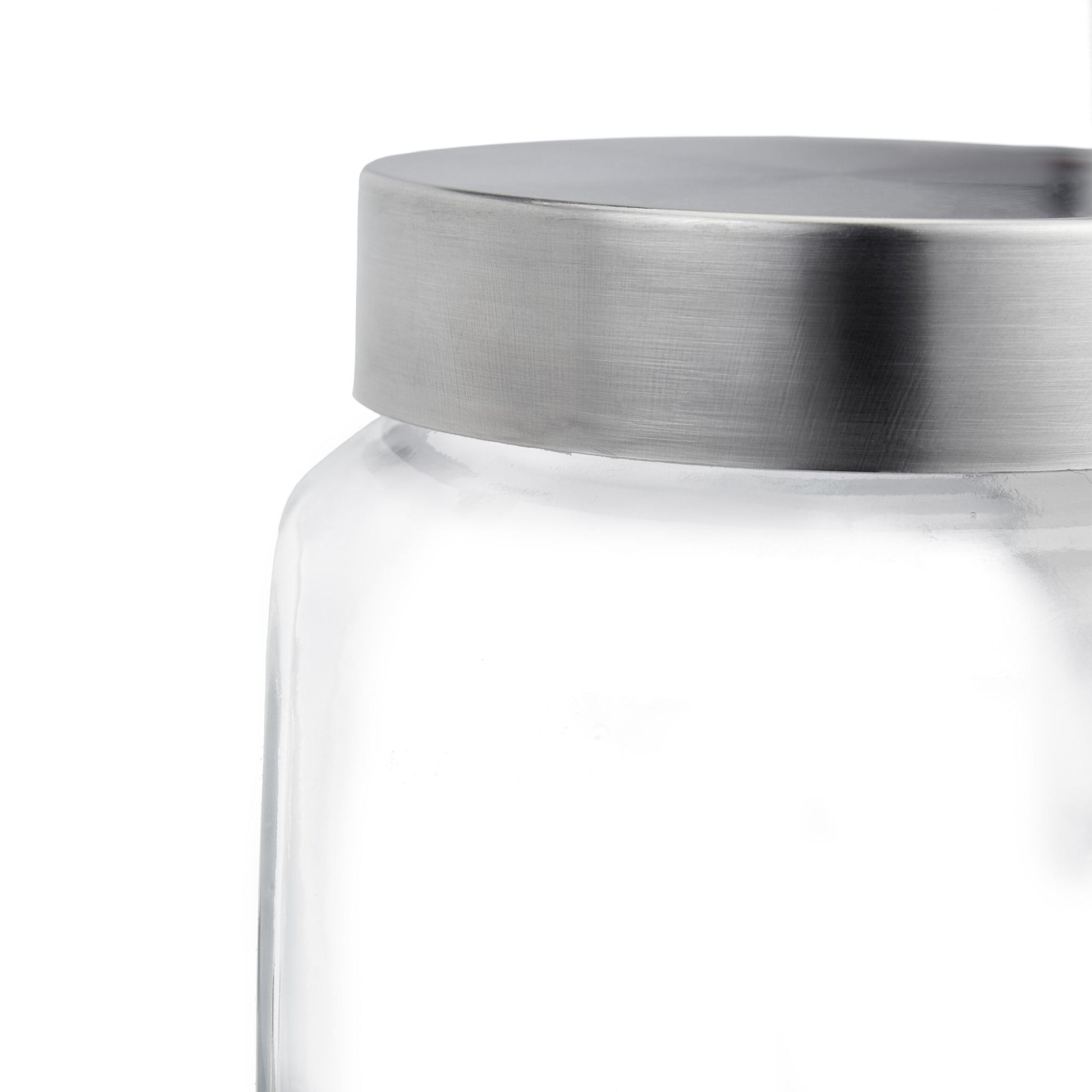 Relaxdays Vorratsdose 1,5 l, Ø 16 × 11 cm, Glas, mit Edelstahl-Deckel, 6er-Set