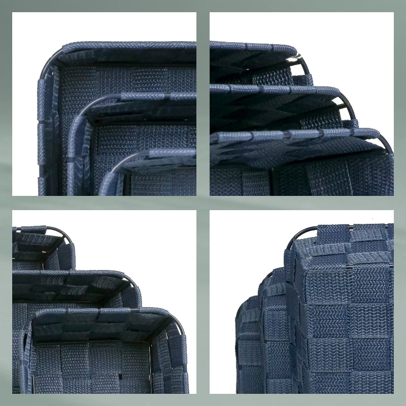 Kela Aufbewahrungsbox (Bad) Alvaro – Polypropylen (PP), 22×9 cm, 20×9 cm, 24×9 cm, Blau, 3er-Set