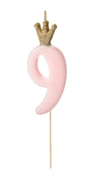 PartyDeco Geburtstagskerzen Zahl 9 – Rosa – 5 cm – 1 Stück