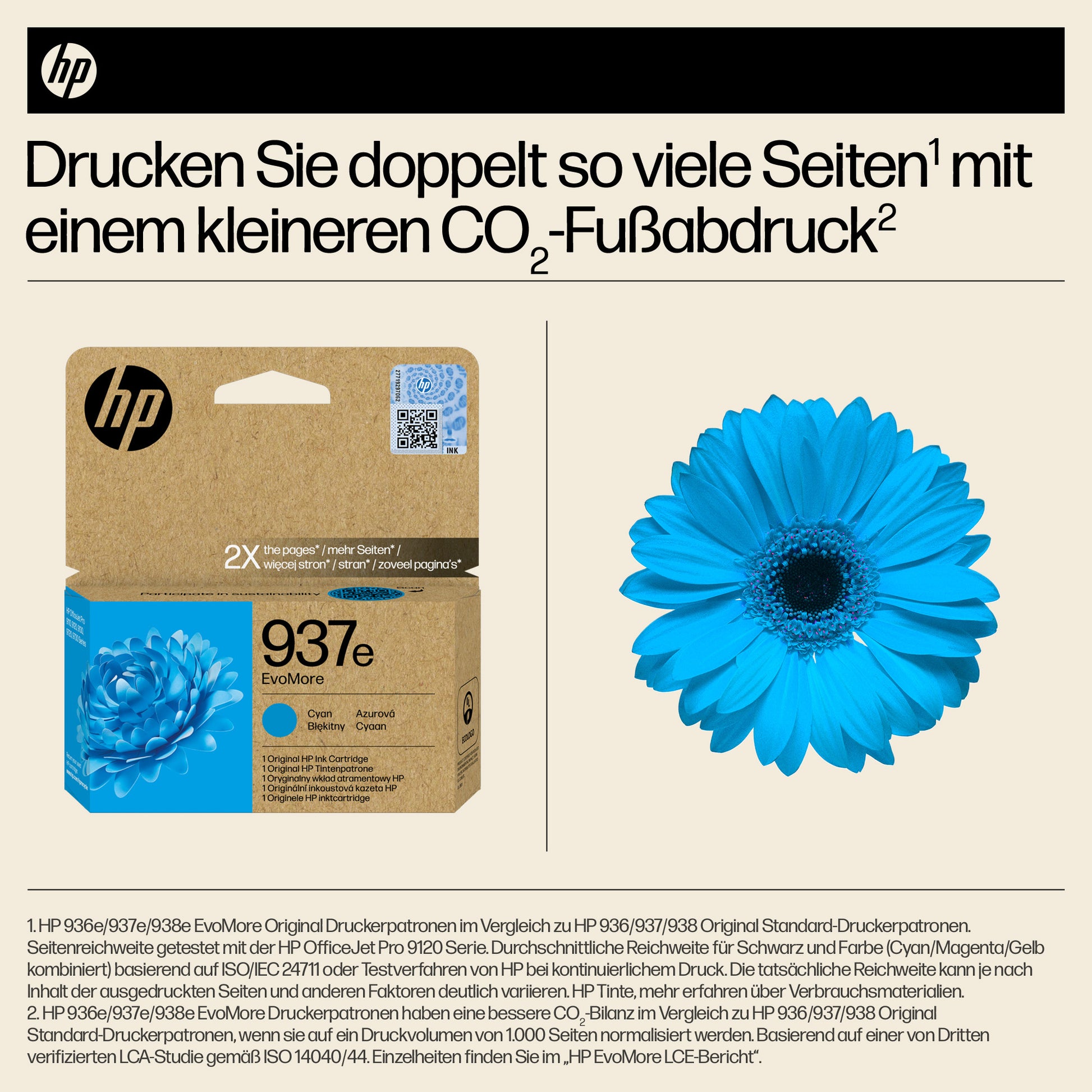 HP 937EXL Cyan Tintenpatrone (Original) – 1'650 Seiten – für HP 937e