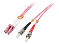 Lindy LWL-Patchkabel – LC–ST, Multi-Mode (OM4), 2 m, Pink, Duplex
