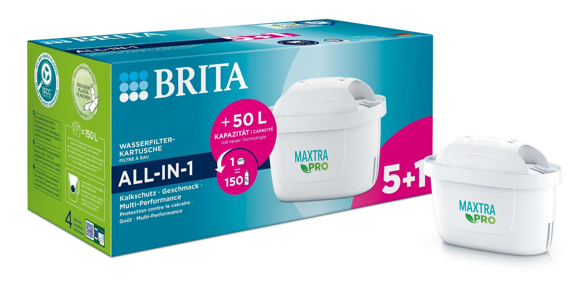 BRITA – Wasserfilter-Kartusche, Aktivkohle, für BRITA Kannen und BRITA Flow, 6 Stück