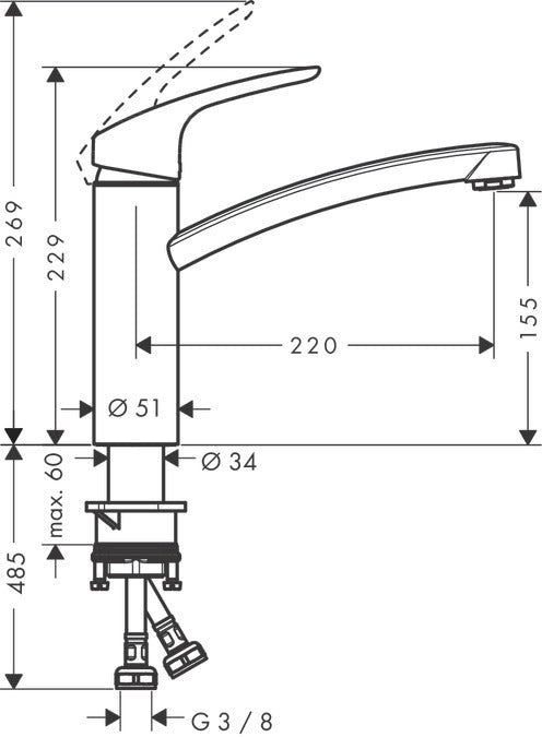 Hansgrohe Focus M41 – Küchenmischer, 5,1 × 22 × 22,9 cm, Bronze/Messing/Edelstahl