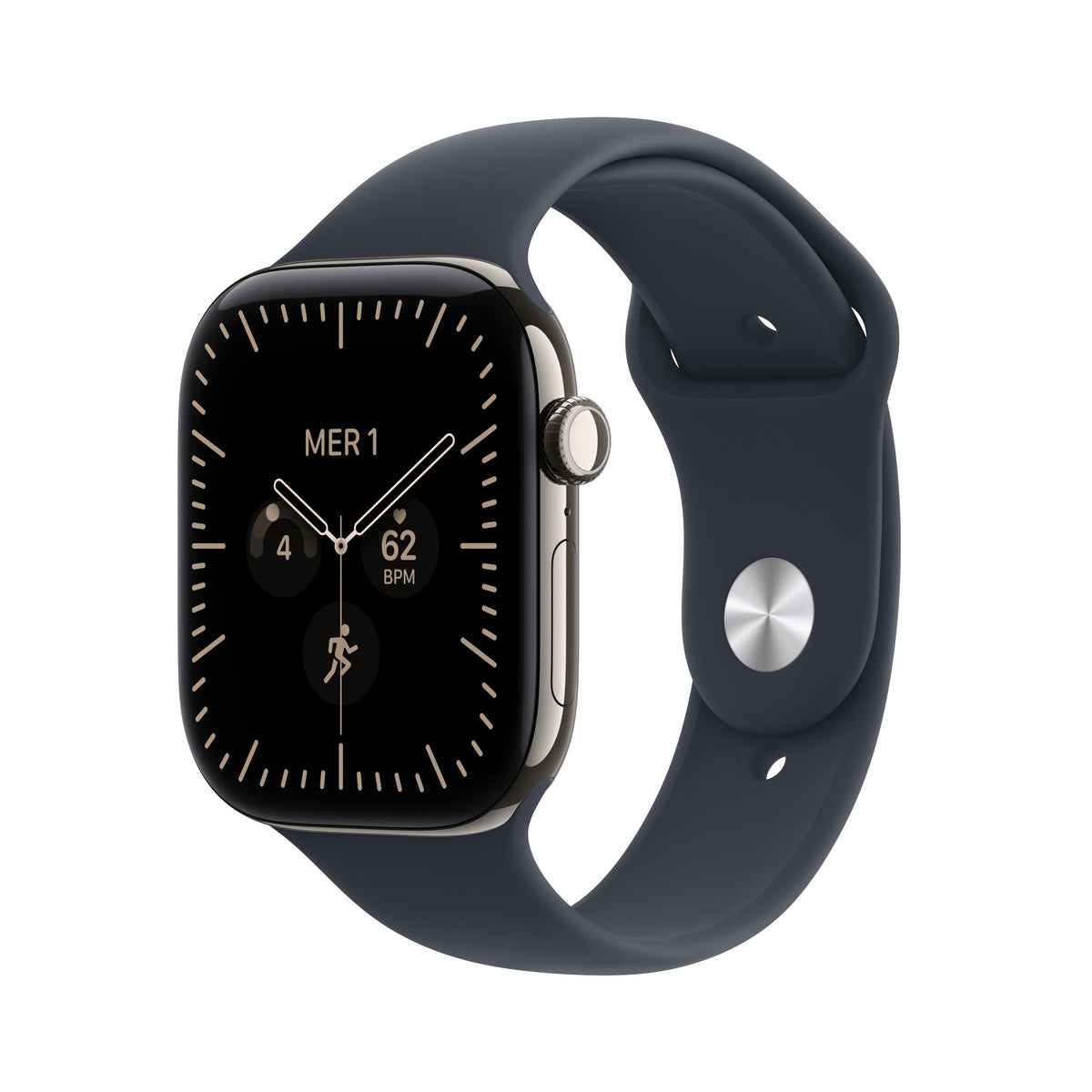 Apple Watch Series 12 46 mm GPS + Cellular – Titan, Sportarmband, Navyblau, S/M, 50 m, für iPhone
