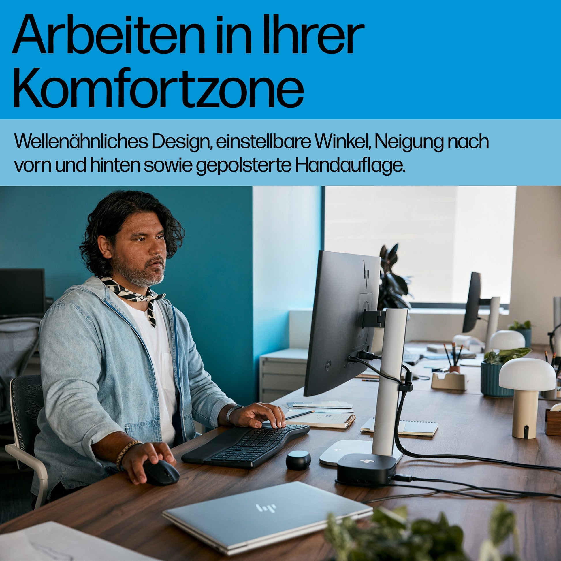 HP 685 Comfort Dual-Mode – Tastatur – Membran – Bluetooth & 2,4 GHz – mit Handballenauflage – schwarz