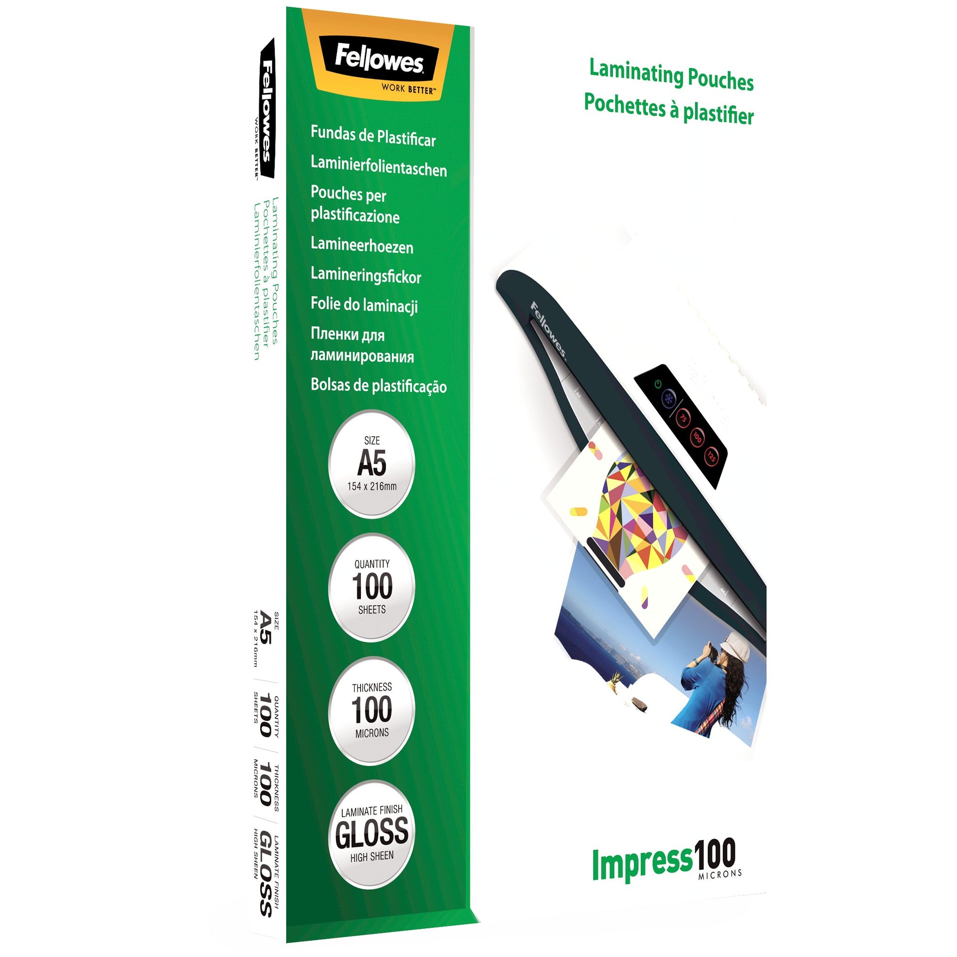 Fellowes Laminierfolien – A5, 100 µm, Transparent