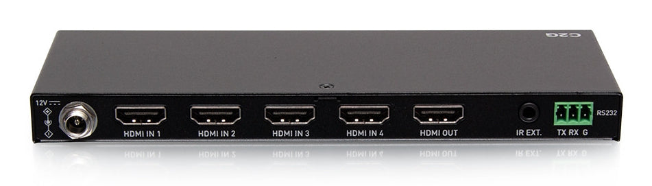 C2G41604 – HDMI Switch, 4× HDMI In / 1× HDMI Out, 4K@60 Hz, HDR, HDCP 2.2, RS‑232, IR, Schwarz