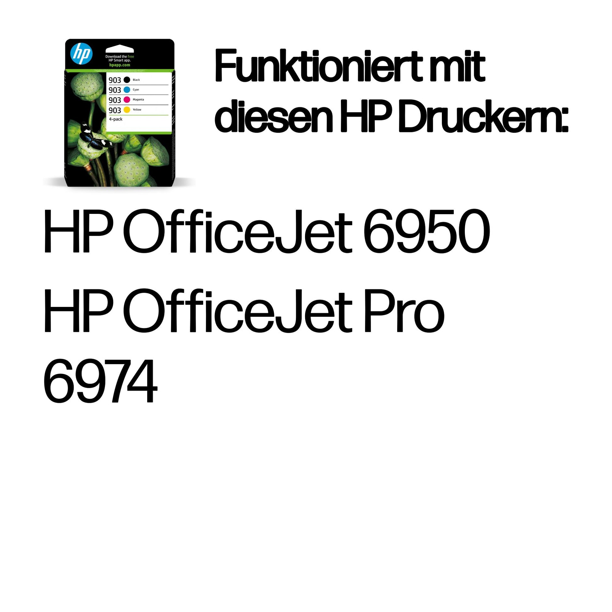 HP 903 Tintenpatronen-Multipack, Schwarz/Cyan/Magenta/Gelb (Original) – für OfficeJet 6950, OfficeJet Pro 6974