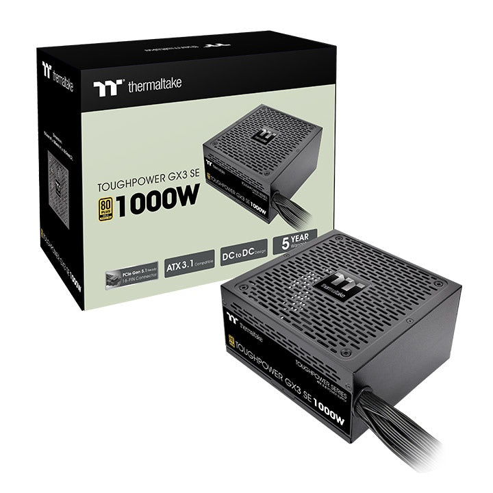 Thermaltake Toughpower GX3 SE ATX-Netzteil 1000 W 80 PLUS Gold – Nicht-modular, ATX 3.1, 12VHPWR