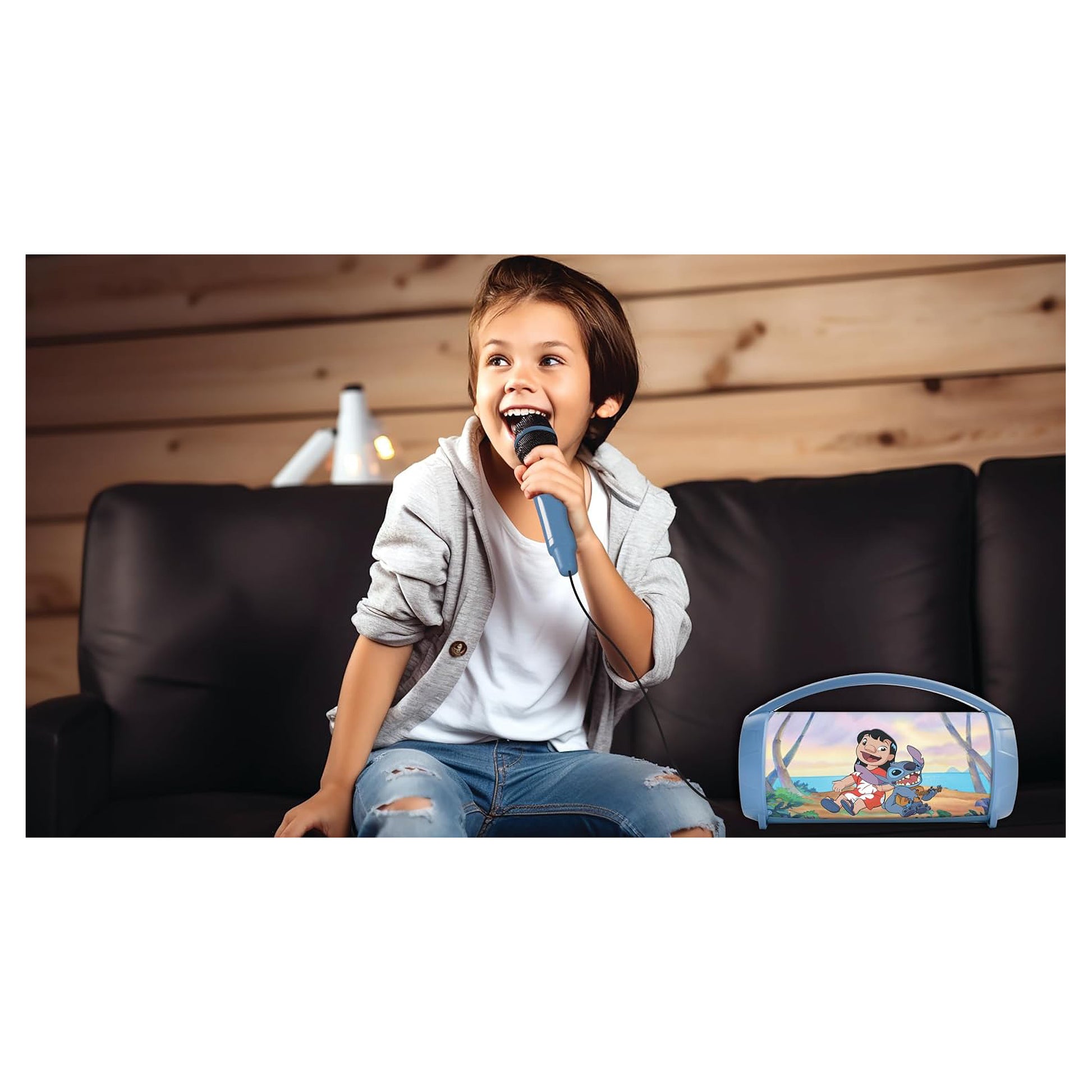 Lexibook BTP585DZ Stitch – Bluetooth-Lautsprecher – 3 h Akkulaufzeit, mit Lichteffekten, Hellblau