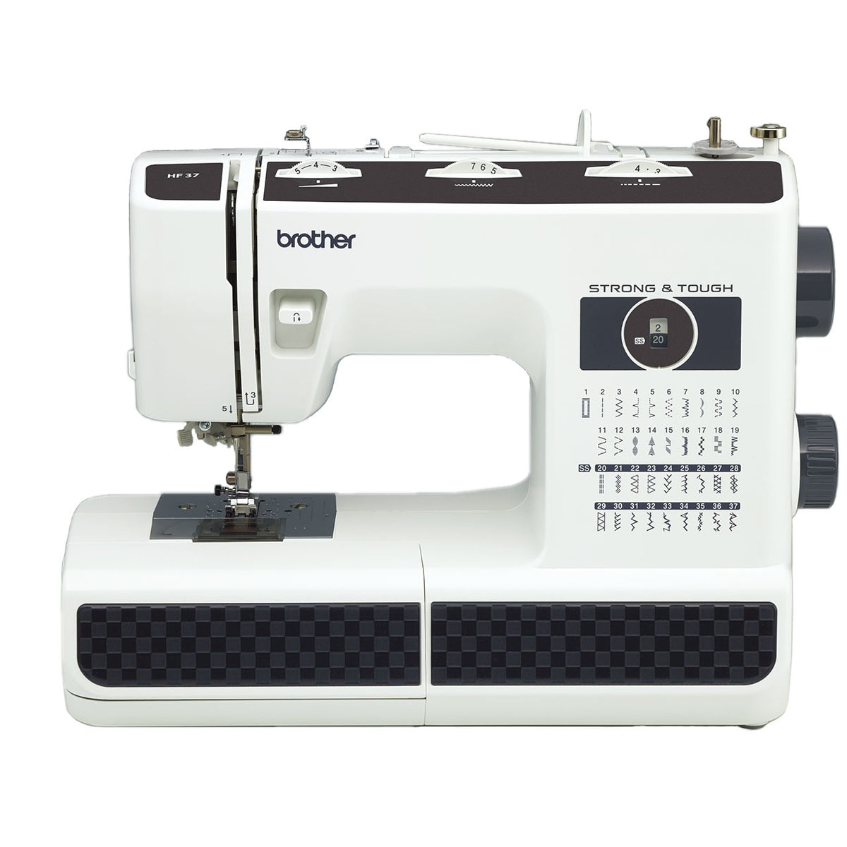 Brother Nähmaschine HF37 – halbautomatisch, Freiarm, 37 Stiche, 800 SPM, Schwarz/Weiss