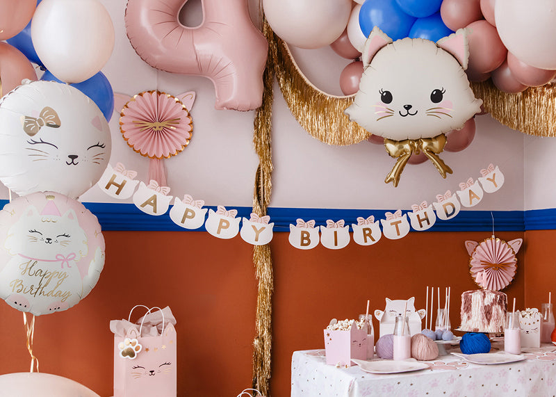 PartyDeco Folienballon Kätzchen – Weiss – 50 × 60 cm – 2 Stk