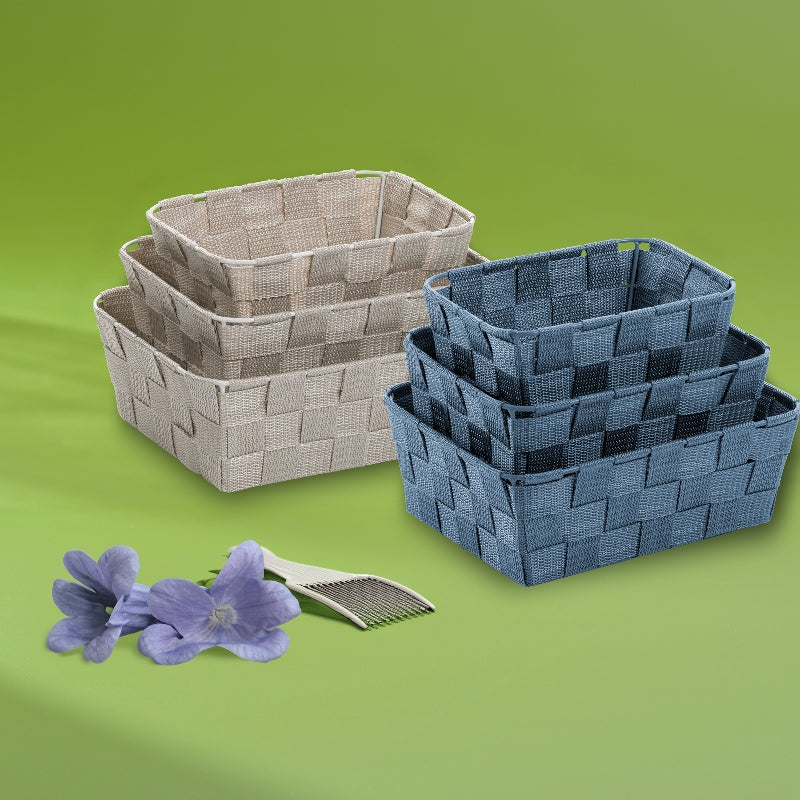 Kela Aufbewahrungsbox (Bad) Alvaro – Polypropylen (PP), 22×9 cm, 20×9 cm, 24×9 cm, Blau, 3er-Set