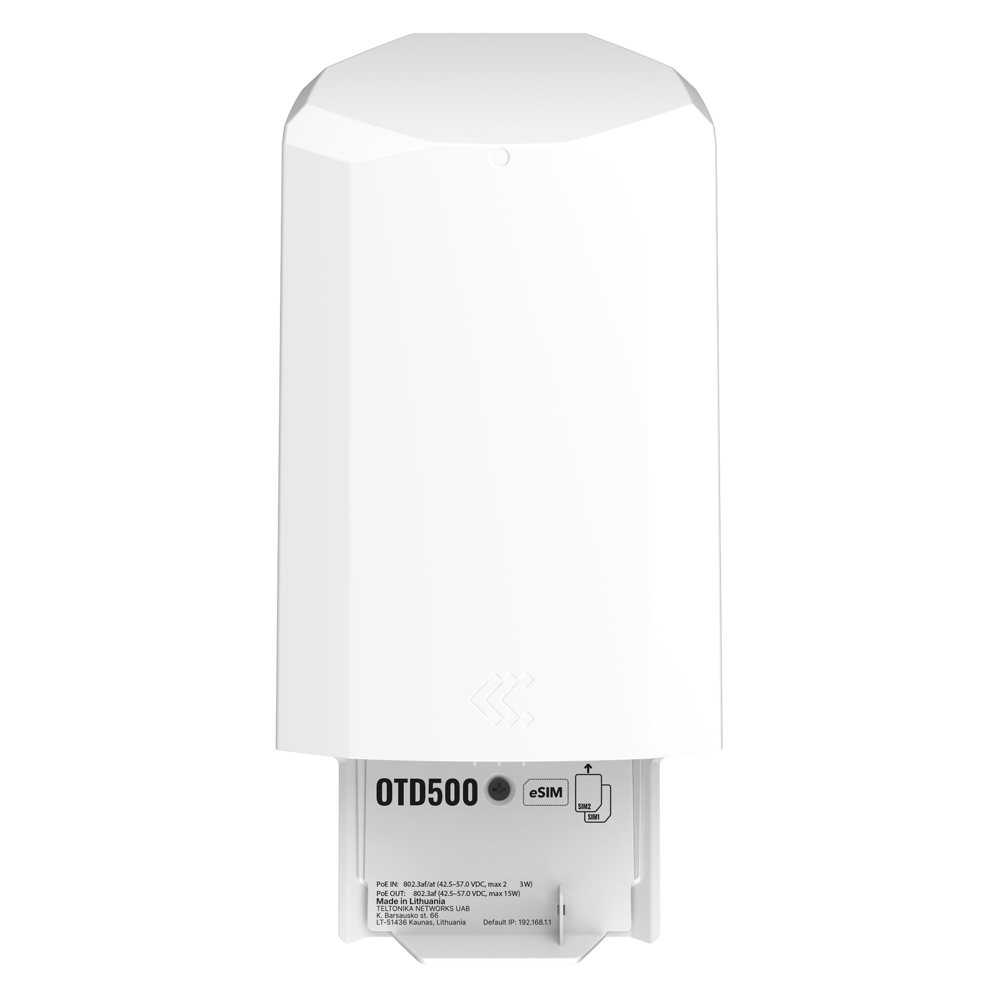 Teltonika Networks OTD500 – 5G Router, 2× GbE, 2× PoE, eSIM, IP55, Weiss
