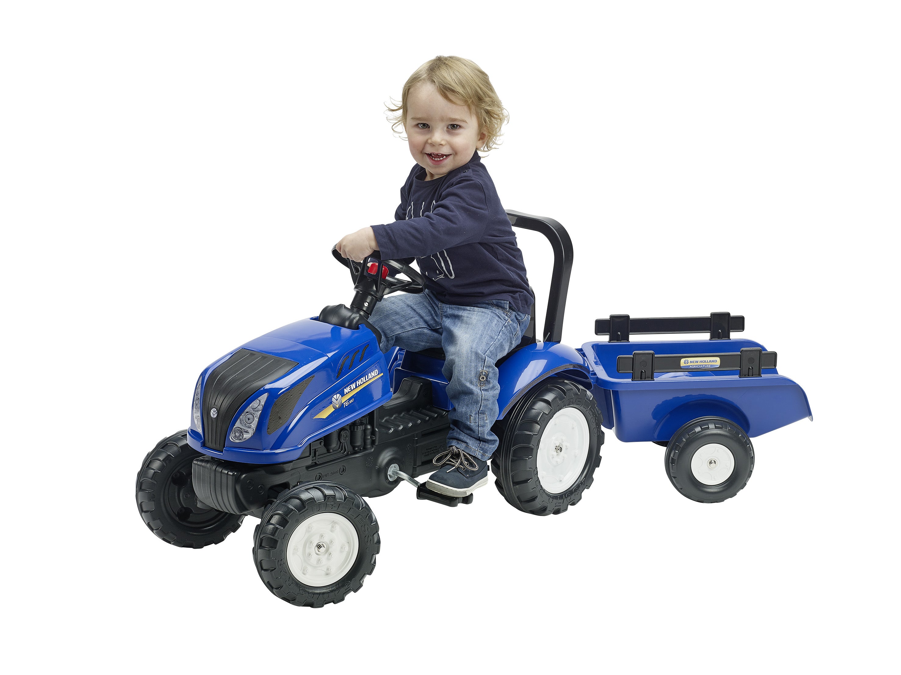 Falk 3080AB Traktor mit Anhänger – 132,0 × 53,0 × 42,0 cm – Kunststoff/Stahl – ab 2 J. – blau